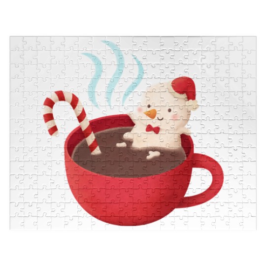 Cute Snowman in Hot Cocoa Jigsaw Puzzles