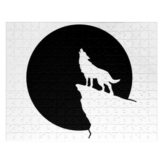 Howling wolf full moon space galaxy gift dog trend Jigsaw Puzzles