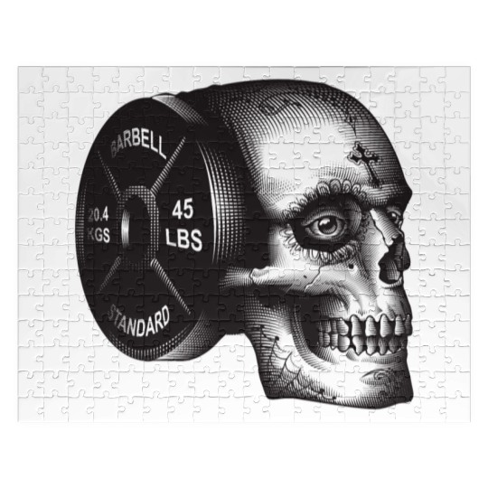 Skull Barbell Plate Jigsaw Puzzles