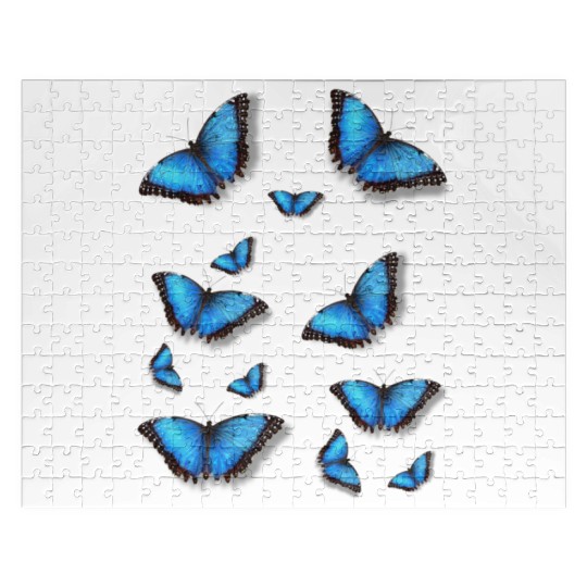 Blue butterflies flying together. Jigsaw Puzzles