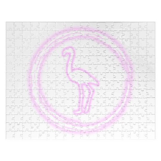 Glow Circle Flamingo Bright Neon Glowing Effect Jigsaw Puzzles