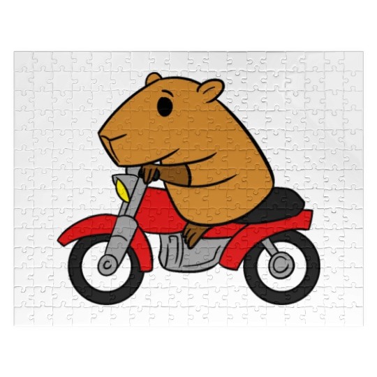 Capybara Riding Motorcycle Jigsaw Puzzles Funny Rodent