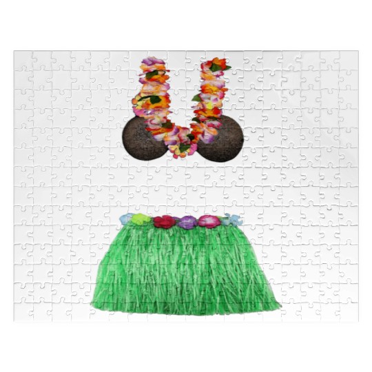 Coconut Bra Grass Skirt Lei Flowers Summer Party Jigsaw Puzzles
