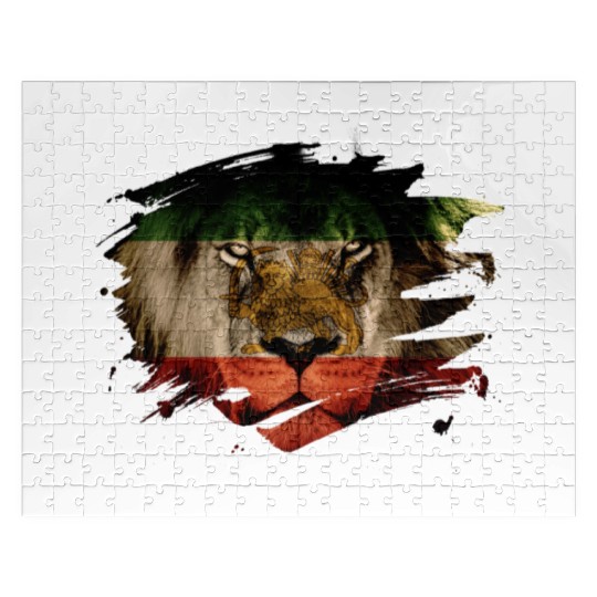 Persia Flag & African Lion Picture Jigsaw Puzzles
