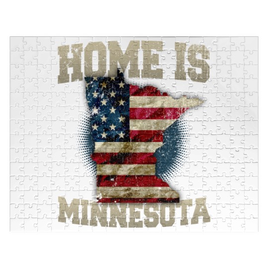 Home is Minnesota USA US map gift unique fans Proud Strong Support Jigsaw Puzzles