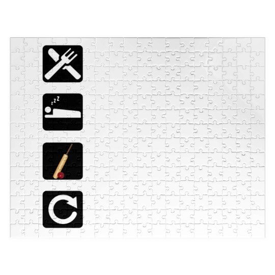 Cricket Player Gift - Eat Sleep Cricket Repeat Jigsaw Puzzles