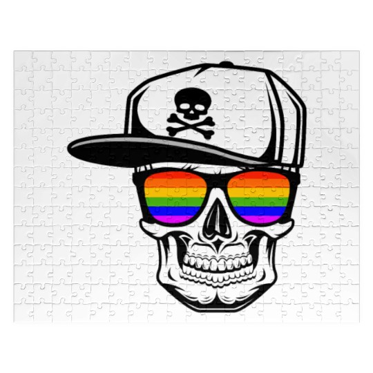 Gay Skull LGBT Old School Gay Pride Sunglasses Jigsaw Puzzles