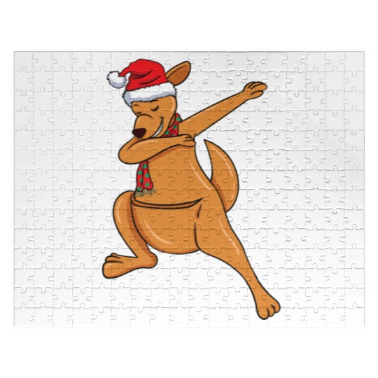 Kangaroo Australian Dabbing Xmas Christmas Present Jigsaw Puzzles
