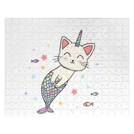 Cat Mermaid Unicorn Always Be Yourself Jigsaw Puzzles