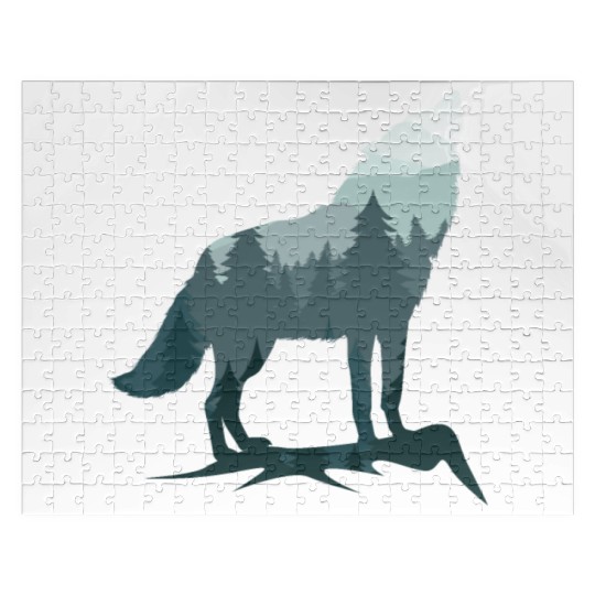Lone Wolf Survives The Mountain Silhouette Art Jigsaw Puzzles
