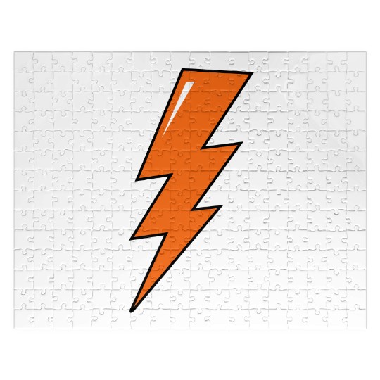 Lightning Bolt, orange lightning, electric Jigsaw Puzzles