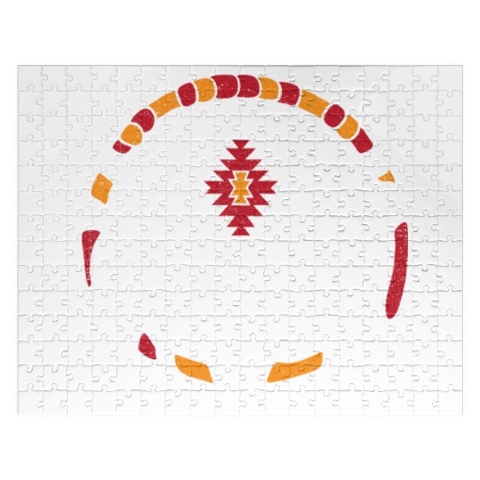 Aztec Pattern Cow Skull Cowboy Indian Mexican Jigsaw Puzzles