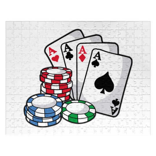 POKER CARDS AND CHIPS Texas Holdem Casino Vegas Jigsaw Puzzles