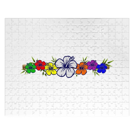 Colorful Hibiscus Flowers and Bamboo Shoot Jigsaw Puzzles