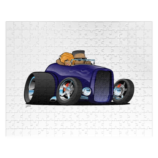 Highboy hot rod deep purple roadster Jigsaw Puzzles