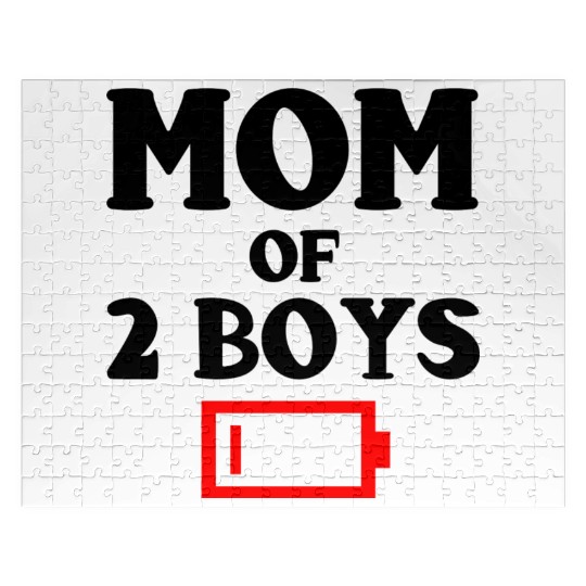 Tired Mom Of 2 Boys Funny Mother Of Two Sons Jigsaw Puzzles