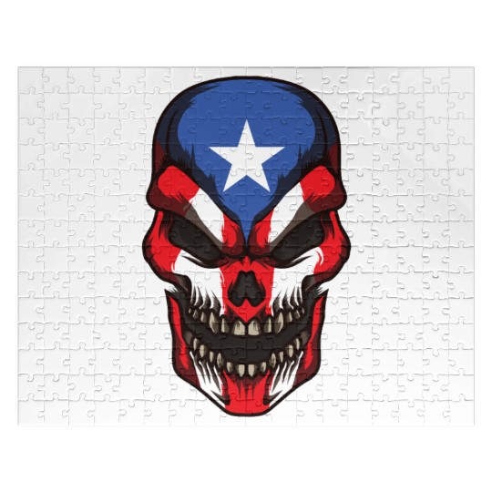 Puerto Rico Skull | Proud Boricua Flag Jigsaw Puzzles