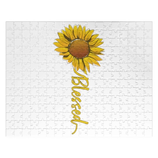 Cute Sunflower Blessed Faith Inspirational Jigsaw Puzzles