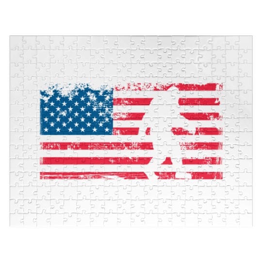 Retro Bigfoot US Flag Jigsaw Puzzles