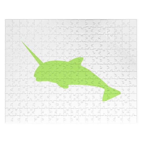 Sharp narwhal in green uniwhale Jigsaw Puzzles