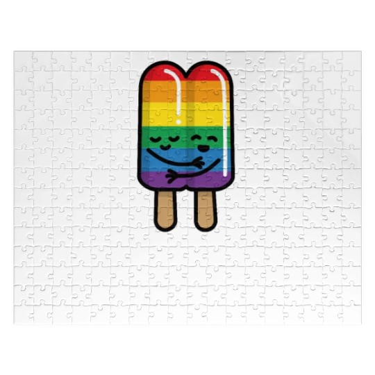 Let's stick together funny gay couple popsicle Jigsaw Puzzles