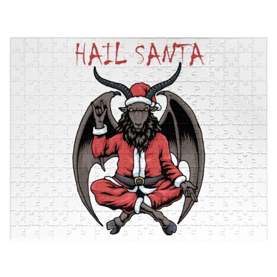 Christmas Hail Santa Satanism Goat Baphomet Satan Jigsaw Puzzles