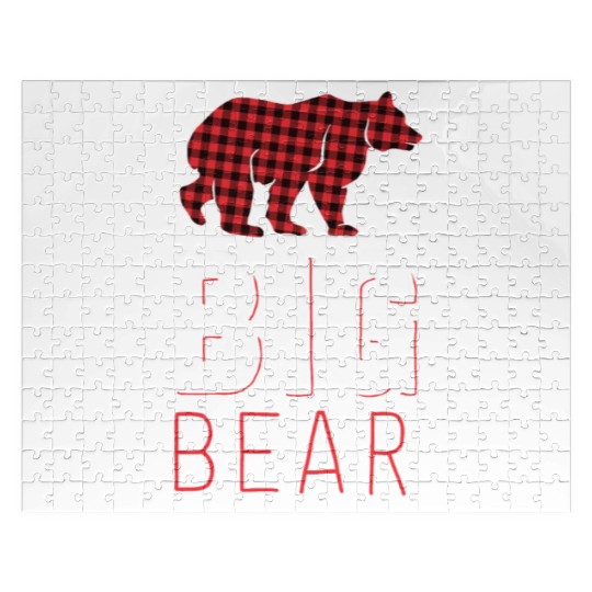 Big Bear Kids Red Buffalo Plaid Matching Family Jigsaw Puzzles