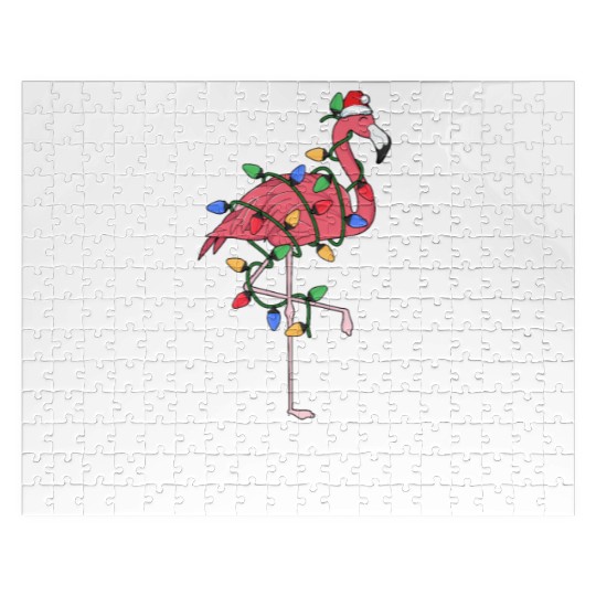 Fa La La Mingo Flamingo Christmas Tree Lights Jigsaw Puzzles
