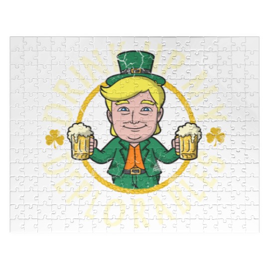 Trump Drink Up My Deplorables St Patricks Day Jigsaw Puzzles