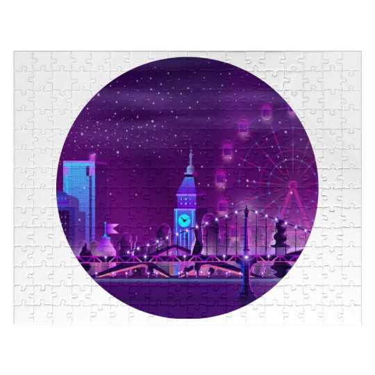 Synthwave Neon City: London Jigsaw Puzzles