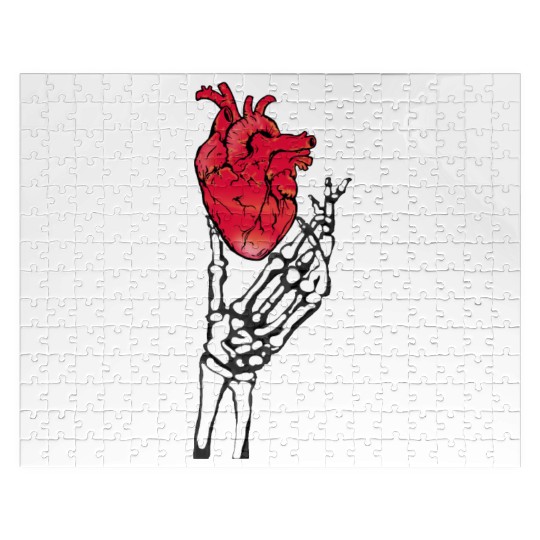 Skeleton hand and red heart Jigsaw Puzzles