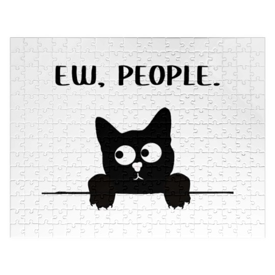 Ew People Cat I hate People Funny Cat Meme Jigsaw Puzzles