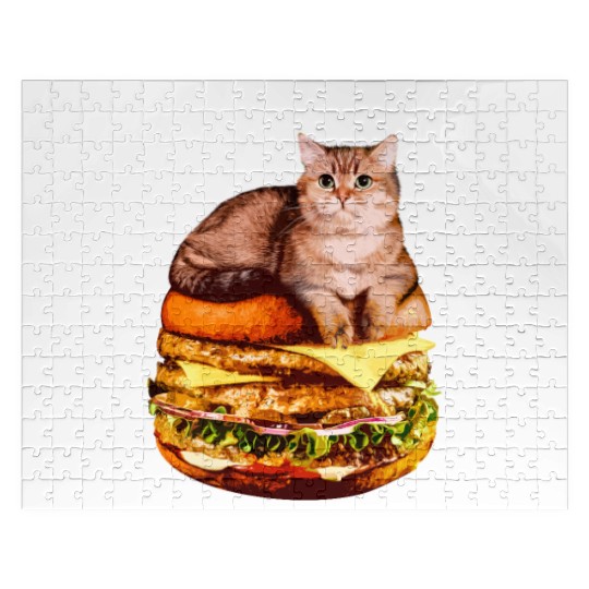Hamburger Space Cat Funny Kitty Gift Jigsaw Puzzles