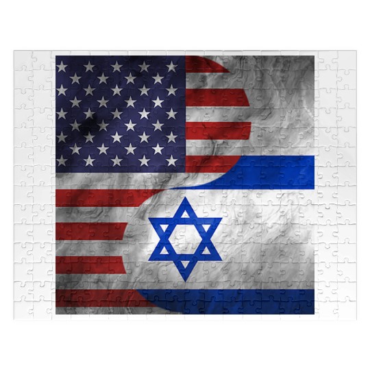 USA Israel Dual Yin Yang Flag Jigsaw Puzzles