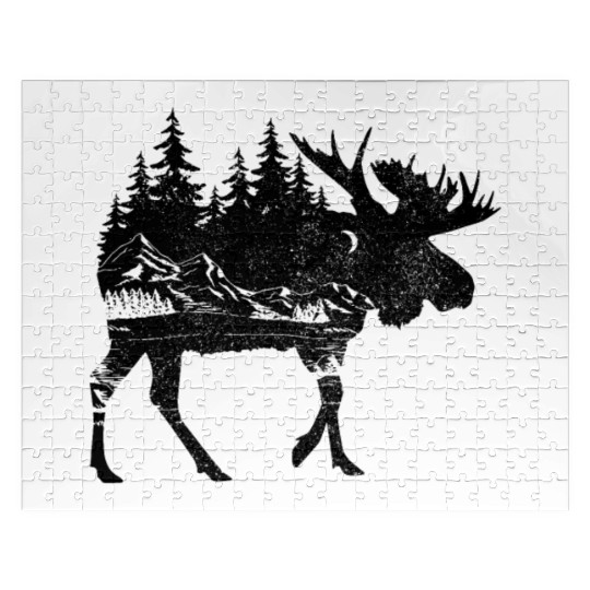 Moose Nature Mountains Hiking Camping Hunter Gift Jigsaw Puzzles