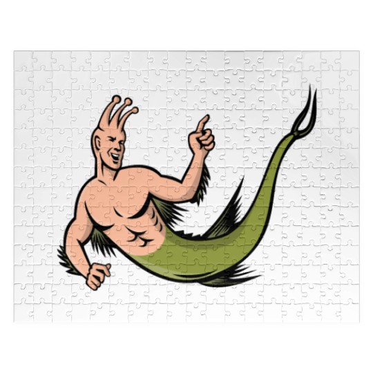 Sea Monkey Pointing Mascot Jigsaw Puzzles