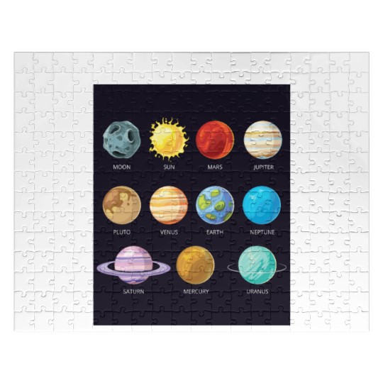 Outer Space Nerd Solar System Planets Sun Moon Jigsaw Puzzles