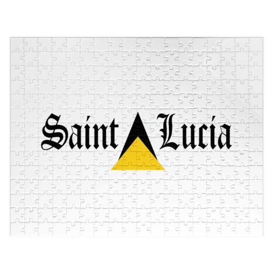 Saint Lucia Flag Blackletter St Lucia Caribbean Jigsaw Puzzles