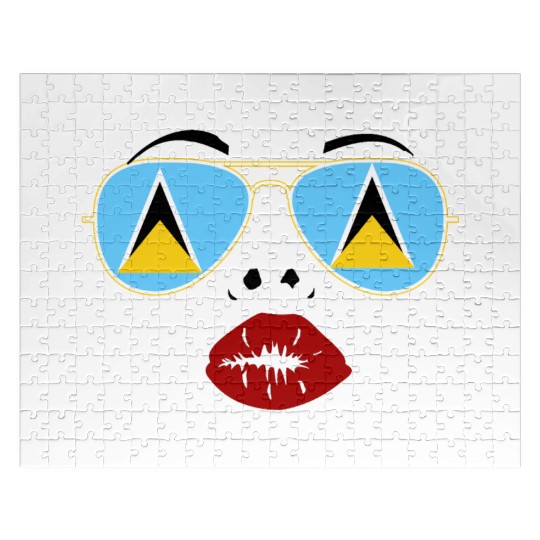 Saint Lucia Flag St Lucia Sunglasses Lips Kiss Jigsaw Puzzles