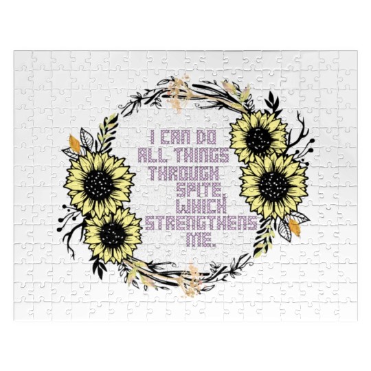 Sunflower Cross Stitch I Can Do All Things Through Jigsaw Puzzles