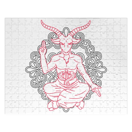 Horned Devil Black Goat Baphomet Tarot Card Satan Jigsaw Puzzles