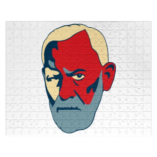 Sigmund Freud Portrait - Red and Blue Jigsaw Puzzles