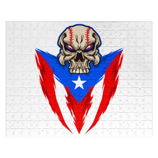 Puerto Rico Baseball Skull Jigsaw Puzzles