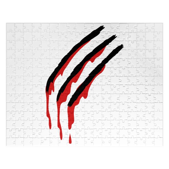 three slashes with blood werewolf Jigsaw Puzzles