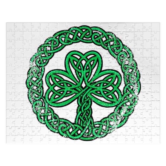 Irish Celtic Knot Shamrock Distressed Clover Jigsaw Puzzles