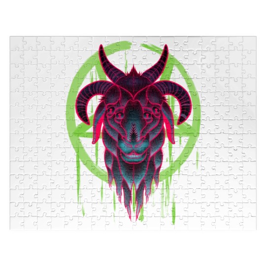 Neon Baphomet Jigsaw Puzzles