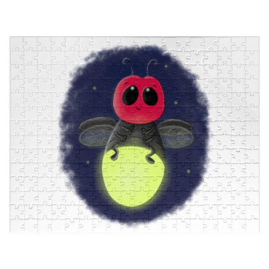 Cute lightning bug firefly cartoon illustration Jigsaw Puzzles
