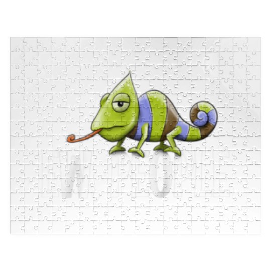 Grumpy Chameleon Lovers Sarcastic Joke Ew People Jigsaw Puzzles