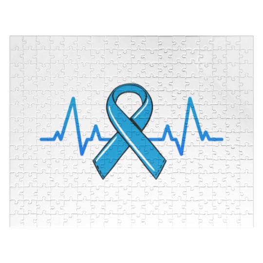 Prostate Cancer Fighter Heartbeat Jigsaw Puzzles Blue Ribbon