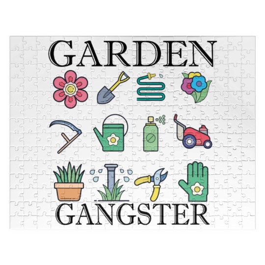 Funny Garden Gangster Colorfulgraphic Garden Tools Jigsaw Puzzles
